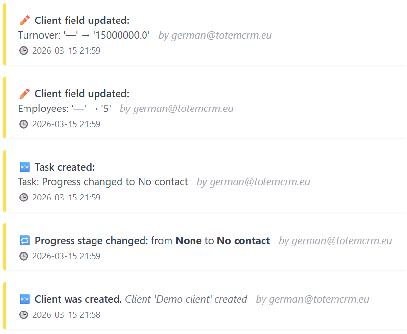 Rich client and contact profiles